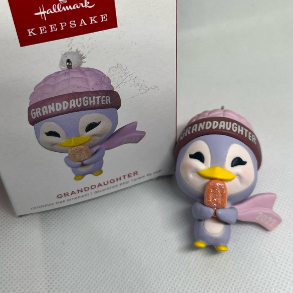 Hallmark Keepsake Granddaughter Penguin‎ Ornament - Purple and Pink